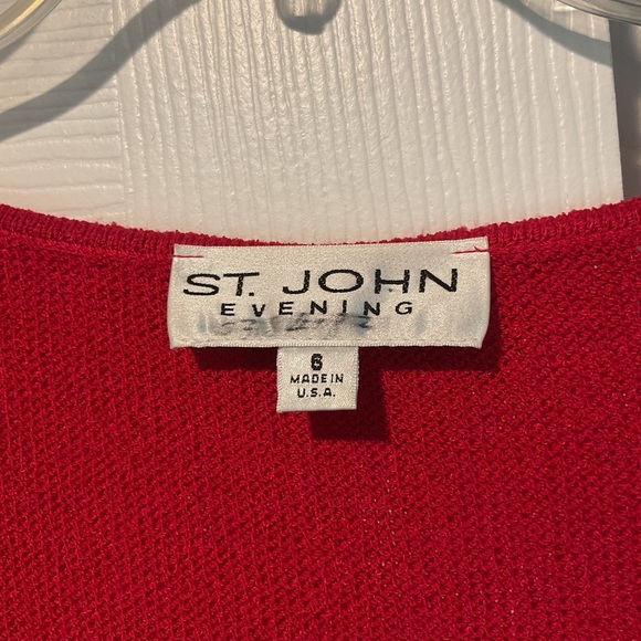 St. John Evening Marie Gray Vintage Red Bling Cocktail Christmas Dress Party 6 - Picture 3 of 8